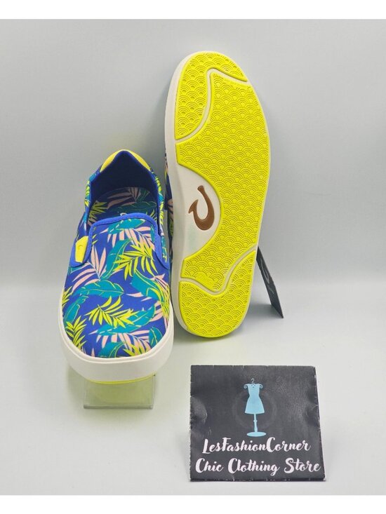 NWT OluKai Men\'s Laeahi Pai Sunset Blue Aloha Canvas Slip-On Sneakers Sz 10 2845 main image 15
